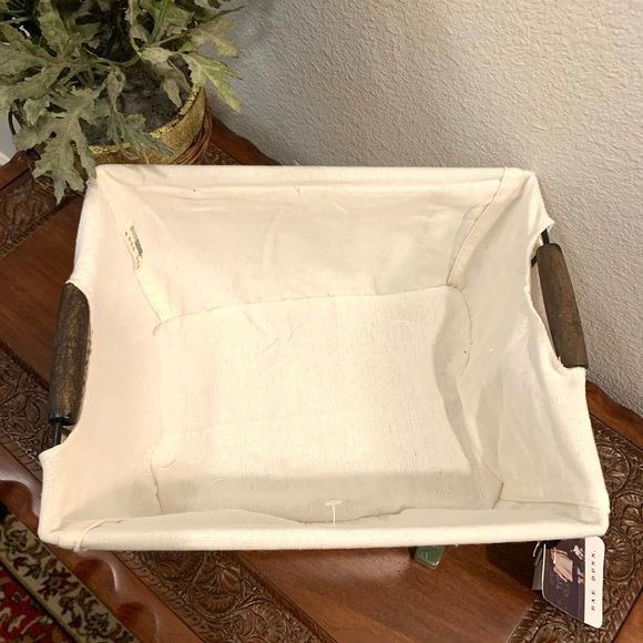 🖤 NEW RAE DUNN "STUFF" MULTIPURPOSE FARMHOUSE RUSTIC CLOTH LINED MEDIUM METAL - Picture 4 of 8